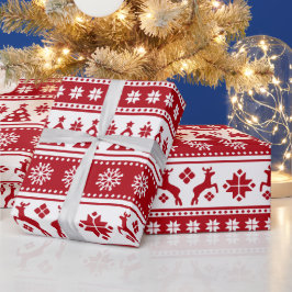 クリスマスホリデーノルディックパターンコージー ラッピングペーパー