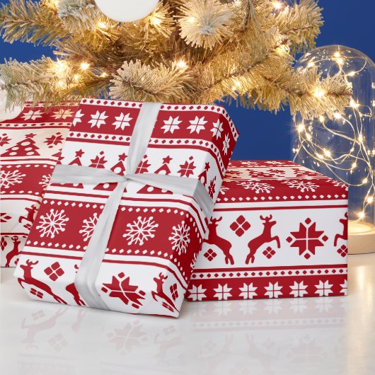 クリスマスホリデーノルディックパターンコージー ラッピングペーパー (クリスマス)