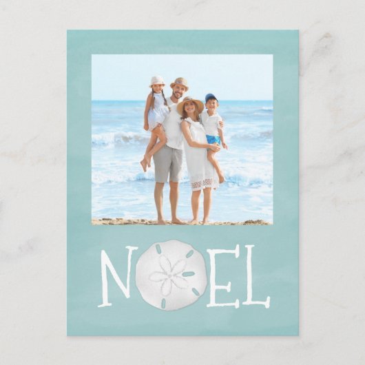 クリスマスホリデーノールフォトシンプルビーチ予算 シーズンポストカード (正面)