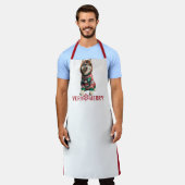 クリスマスホリデーハスキーオールオーバープリントエプロン エプロン (着用した状態)