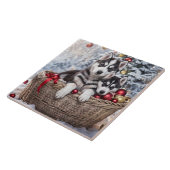 クリスマスホリデーハスキーパピードッグスアート タイル (側面)