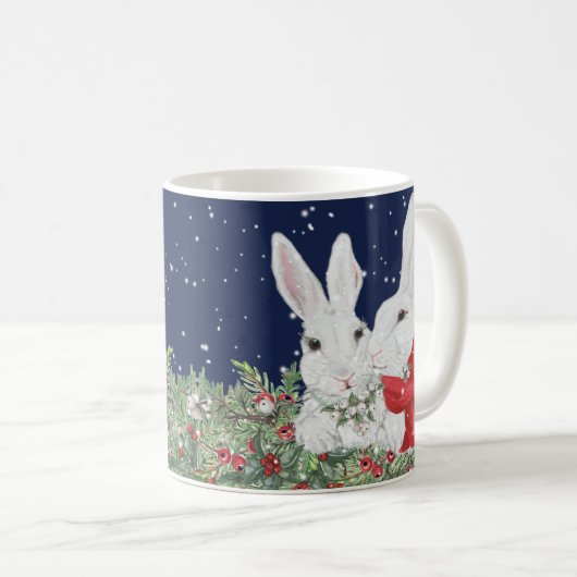 クリスマスホリデーバニーラビットフェスティバル冬 コーヒーマグカップ (正面右)