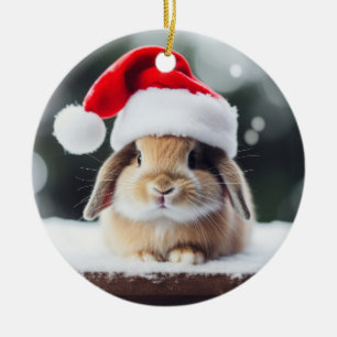 クリスマスホリデーバニー セラミックオーナメント
