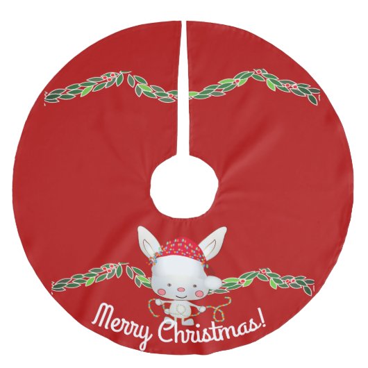 クリスマスホリデーバニー ブラッシュドポリエステルツリースカート (正面)