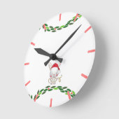 クリスマスホリデーバニー ラウンド壁時計 (傾斜)