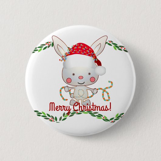 クリスマスホリデーバニー 缶バッジ (正面)