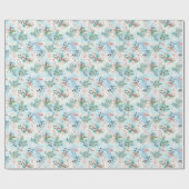 クリスマスホリデーバードとホリーベリーパターン ラッピングペーパー (フラット)