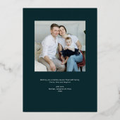 クリスマスホリデーパインツリーとフォトフォイルインビタット 箔招待状 (裏面)