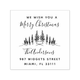 クリスマスホリデーパインツリー素朴差出人住所 セルフインキングスタンプ