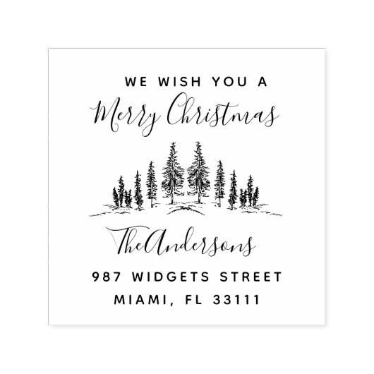 クリスマスホリデーパインツリー素朴差出人住所 セルフインキングスタンプ (デザイン)