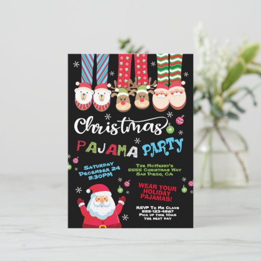 クリスマスホリデーパジャマパーティの招待状 招待状 (スタンド正面)