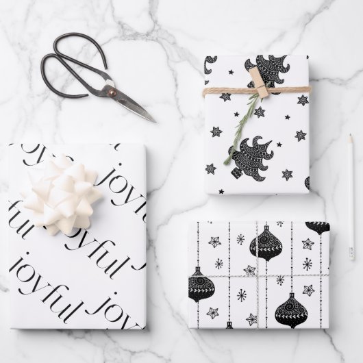 クリスマスホリデーパターンスカンジナビアスタイル ラッピングペーパーシート (正面)