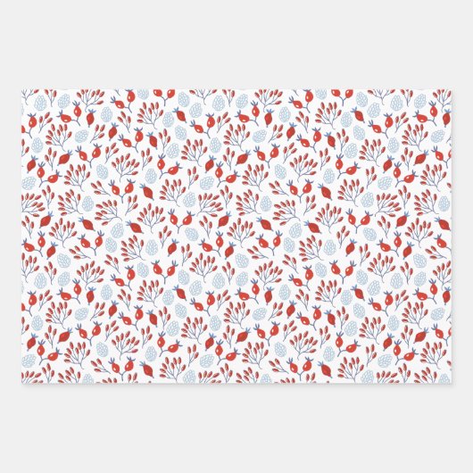 クリスマスホリデーパターンバードスターと植物学 ラッピングペーパーシート (正面2)