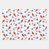 クリスマスホリデーパターンバードスターと植物学 ラッピングペーパーシート (正面)