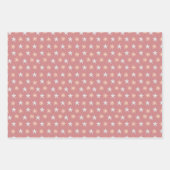 クリスマスホリデーパターンピンクの木と星 ラッピングペーパーシート (正面3)