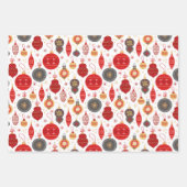 クリスマスホリデーパターンボーモダンブル ラッピングペーパーシート (正面)