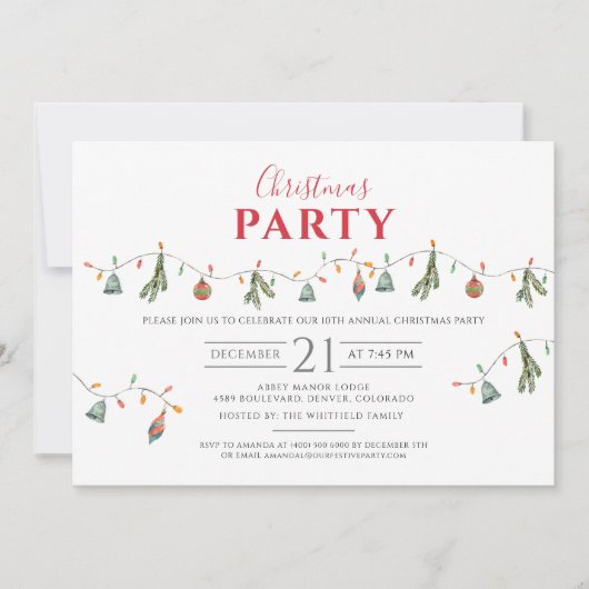 クリスマスホリデーパモダンーティ 招待状 (正面)
