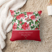クリスマスホリデーパーソナライズされたズポインセチア模様 クッション (ブランケット)
