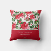 クリスマスホリデーパーソナライズされたズポインセチア模様 クッション (裏面)