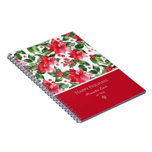 クリスマスホリデーパーソナライズされたズポインセチア模様 ノートブック (右側)