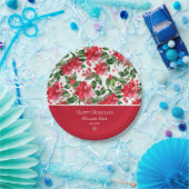 クリスマスホリデーパーソナライズされたズポインセチア模様 ペーパープレート (パーティー)