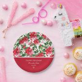 クリスマスホリデーパーソナライズされたズポインセチア模様 ペーパープレート (パーティー)