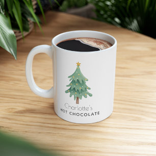クリスマスホリデーパーソナライズされたツリー名キッズ コーヒーマグカップ