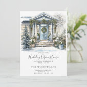 クリスマスホリデーパーティウォーターカラーハウス 招待状 (スタンド正面)