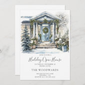 クリスマスホリデーパーティウォーターカラーハウス 招待状 (正面/裏面)