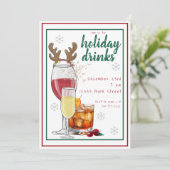 クリスマスホリデーパーティオールドファッションワインシャンパン 招待状 (スタンド正面)