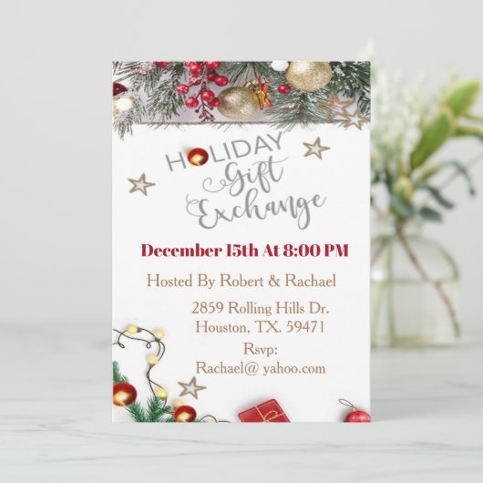 クリスマスホリデーパーティギフト交換 招待状 (スタンド正面)