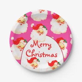 クリスマスホリデーパーティサンタクロースピンク ペーパープレート