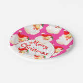 クリスマスホリデーパーティサンタクロースピンク ペーパープレート (アングル)