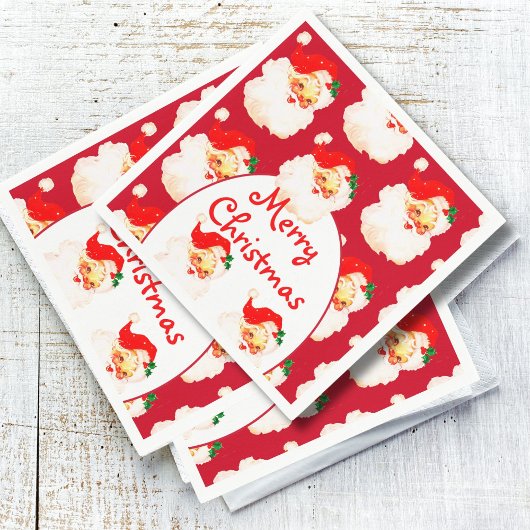 クリスマスホリデーパーティサンタクロースレッド スタンダードカクテルナプキン