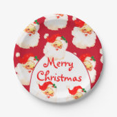 クリスマスホリデーパーティサンタクロースレッド ペーパープレート (正面)