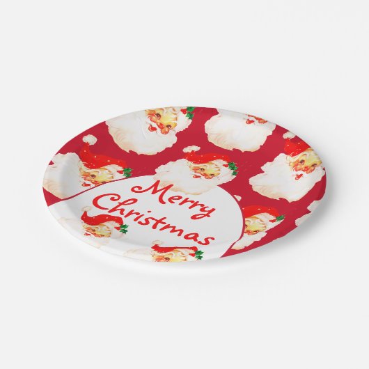 クリスマスホリデーパーティサンタクロースレッド ペーパープレート (アングル)