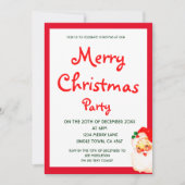 クリスマスホリデーパーティサンタクロースレッド 招待状 (正面)