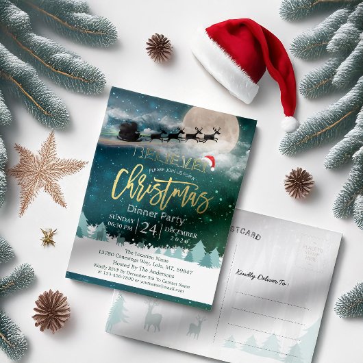 クリスマスホリデーパーティサンタハトインディアスレイ ポストカード