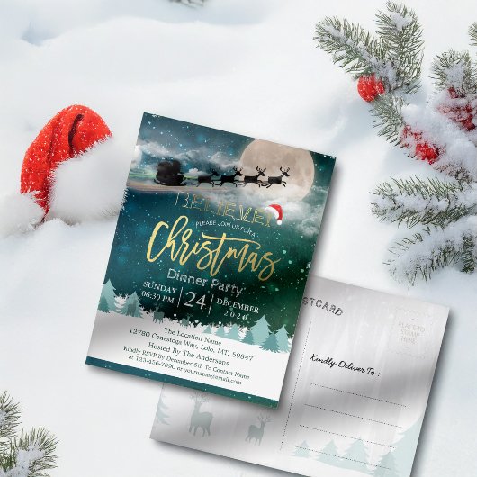 クリスマスホリデーパーティサンタハトインディアスレイ ポストカード