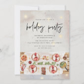 クリスマスホリデーパーティディナーモダンウォーターカラー 招待状 (正面)