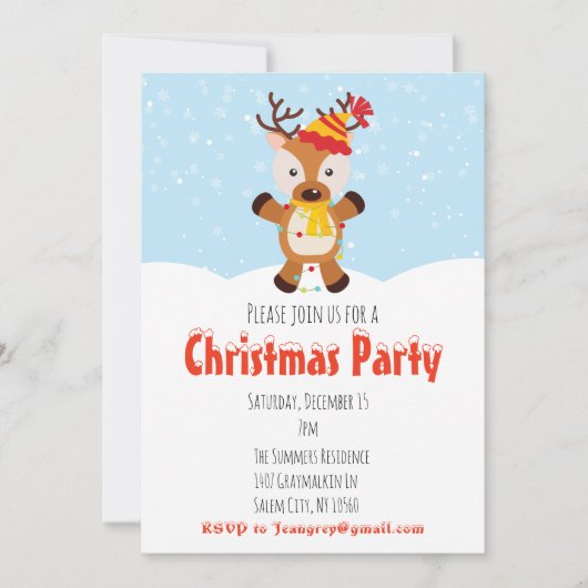 クリスマスホリデーパーティトインデナートナリアライト 招待状 (正面)