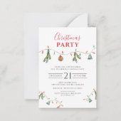 クリスマスホリデーパーティミニマルモダンリスト ノートカード (正面)