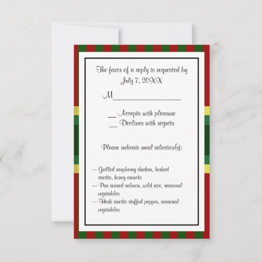 クリスマスホリデーパーティレッドグン金ゴールドRSVP 出欠カード (裏面)