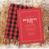 クリスマスホリデーパーティレッド素朴バッファロープレイド 招待状