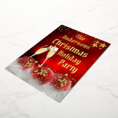 クリスマスホリデーパーティレッド金ゴールドシャンパン 箔シーズンカード (回転した状態)