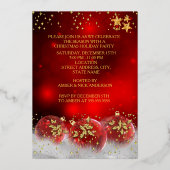 クリスマスホリデーパーティレッド金ゴールドシャンパン 箔シーズンカード (裏面)