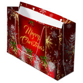 クリスマスホリデーパーティレッド金ゴールドバウブルズホリーInv ラージペーパーバッグ (正面アングル)