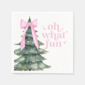クリスマスホリデーパーティーああ何おもしろいピンク スタンダードカクテルナプキン (正面)