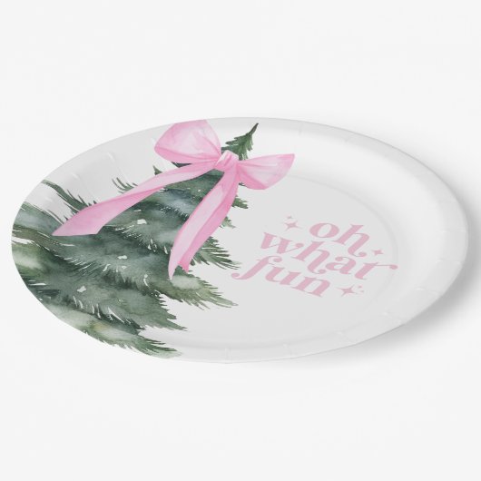 クリスマスホリデーパーティーああ何おもしろいピンク ペーパープレート (アングル)
