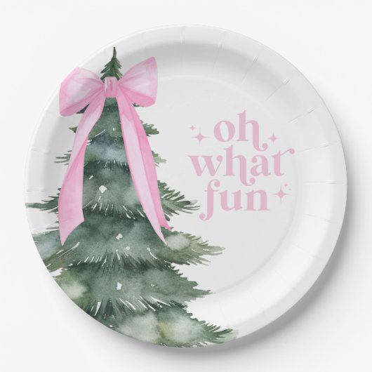 クリスマスホリデーパーティーああ何おもしろいピンク ペーパープレート (正面)